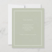Ivoor saliegroen monogram trouw Save the Date (Achterkant)