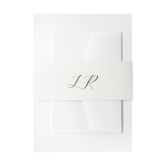 Ivoor | Script kalligrafie monogram bruiloft Uitnodigingen Wikkel (Voorkant Voorbeeld)