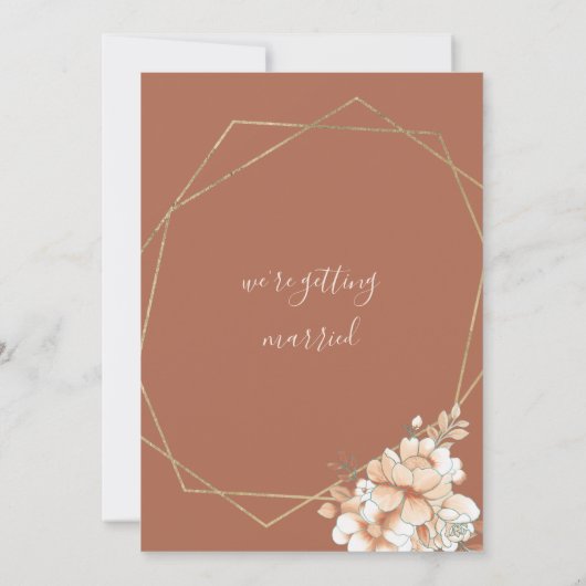 Ivoor sinaasappel witgouden terrarium bloemenbruil kaart (Achterkant)