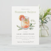 Ivoor Sinaasappel Zomer Soiree Cocktail Pool Party Kaart (Staand voorkant)