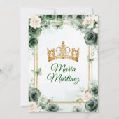 Ivoor & Smaragd Groen Bloemen Prinses Mis Quince Kaart (Achterkant)