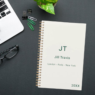Ivoor smaragdgroene moderne minimalistische luxe 2 planner