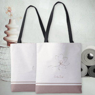 Ivoor Stof Roze Bloem Lijn Kunst Minimalistische Z Tote Bag