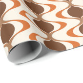 Ivoor Tan Brown Burnt Sinaasappel Ogee Wave Patter Cadeaupapier (Rol Hoek)