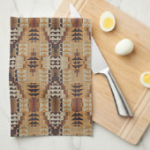 Ivoor Taupe Beige Bruin Roest Sinaasappel Tribal A Theedoek (Quarter Fold)