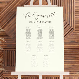 Ivoor & Taupe Elegant Script 8 tafel Zitgrafiek Poster