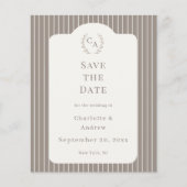 Ivoor Taupe gestreepte Trouw Save the Date Flyer (Voorkant)