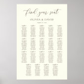 Ivoor & Taupe Kleur Script 19 tafels zitplaats Gra Poster (Voorkant)