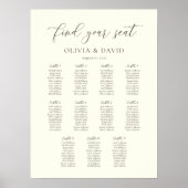 Ivoor & Taupe Kleurenscript 11 tafel Zitkaarten Poster (Voorkant)