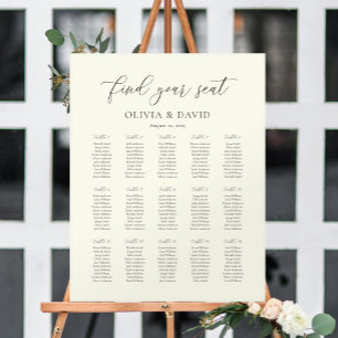 Ivoor & Taupe Kleurenscript 15 tafel Zitkaarten Poster