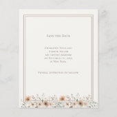 Ivoor taupe monogram bloemige trouw Save the Date Flyer (Achterkant)