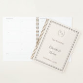 Ivoor taupe monogram huwelijksfeest planner (Display)
