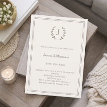 Ivoor taupe monogram krans minimalistische verjaar