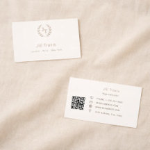Ivoor taupe monogram krans modern minimalistisch Q