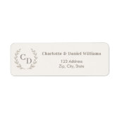 Ivoor taupe monogram krans retouradres etiket (Voorkant)