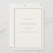 Ivoor taupe monogram krans verjaardag save the dat date (Achterkant)