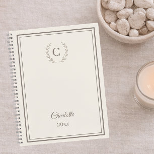 Ivoor taupe Monogram Op maat gemaakte Stille Luxe Planner