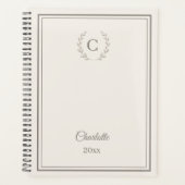 Ivoor taupe Monogram Persoonlijke Stille Luxe Planner (Voorkant)