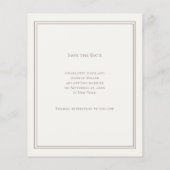 Ivoor taupe monogram trouw Save the Date Flyer (Achterkant)