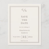 Ivoor taupe monogram trouw Save the Date Flyer (Voorkant)