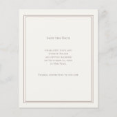 Ivoor taupe monogrammering trouwkaart Save the Dat Flyer (Achterkant)