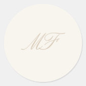Ivoor Taupe Trouw Monogram Zegel Sticker (Voorkant)