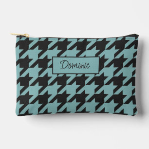 Ivoor Teal Blauw Seafoam Groen Houndstooth Patroon Etui