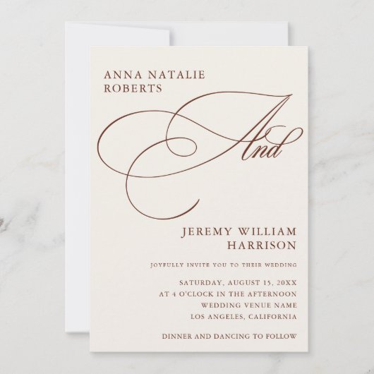 Ivoor Terracotta Herfst Fotoscript QR Code Bruilof Kaart (Voorkant)