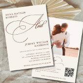 Ivoor Terracotta Herfst Fotoscript QR Code Bruilof Kaart