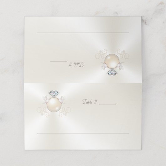 Ivoor Trouwtafel Nummers en Plaats Kaarten Combo Plaatskaartje (Buitenkant ongevouwen)