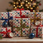 Ivoor Vintage Christmas Ornamenten Pattern Cadeaupapier<br><div class="desc">Deze retro en sierlijke kerstinpakpapier is voorzien van een handgetekende illustratie van vintage kerstinkt in zwarte ornamenten tegen een sierlijke ivoren achtergrond.</div>