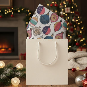 Ivoor Vintage Christmas Ornamenten Pattern Tissuepapier