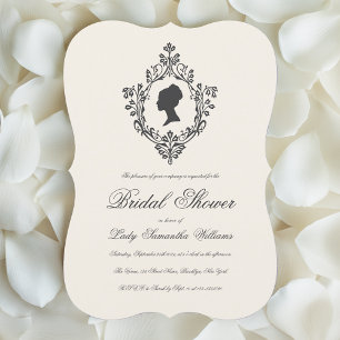 Ivoor Vintage Regency Dame in Wapen Bridal Shower Kaart