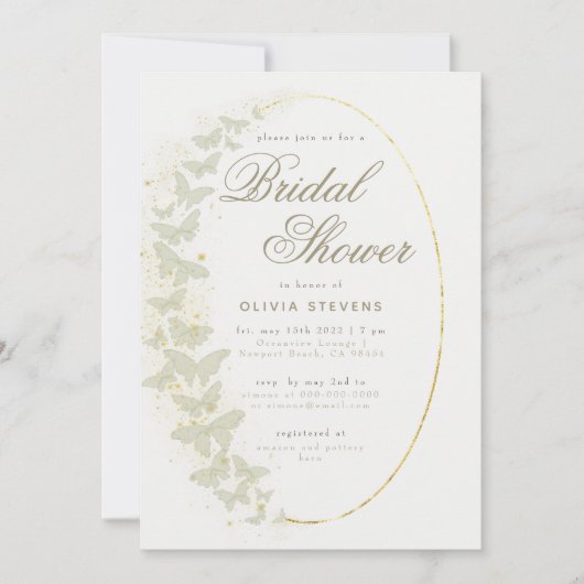 Ivoor Vlinders Boho Lijst Elegant Vrijgezellenfees Kaart (Voorkant)