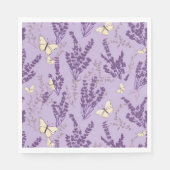 Ivoor Vlinders en Lavendel Bloemen Servet (Voorkant)