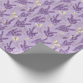 Ivoor Vlinders met Lavendel Bloemen Cadeaupapier (Hoek)