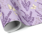 Ivoor Vlinders met Lavendel Bloemen Cadeaupapier (Rol Hoek)