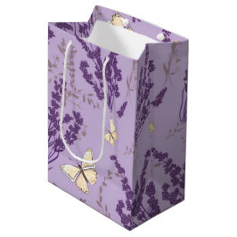 Ivoor Vlinders met Lavendel Bloemen Medium Cadeauzakje