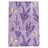 Ivoor Vlinders met Lavendel Bloemen Medium Cadeauzakje (Achterkant)