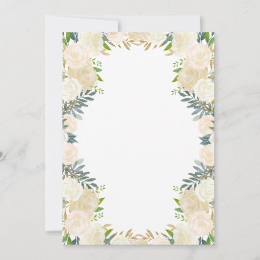 Ivoor Waterverf Bloemen met Goud | Vrijgezellenfee Kaart (Achterkant)