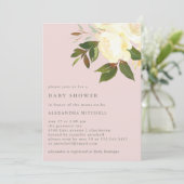 Ivoor Waterverf Bloemen op Blush | Baby Shower Kaart (Staand voorkant)