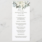 Ivoor Waterverf Bloemen Rustiek Salie Groen Huweli Menu (Voorkant)