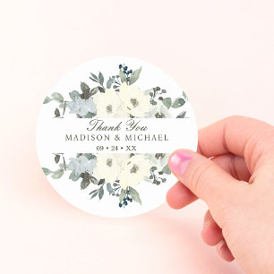 Ivoor Waterverf Bloemengroen bruiloft Ronde Sticker