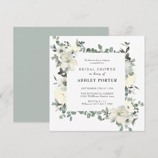 Ivoor Waterverf | Floral Eucalyptus Vrijgezellenfe Kaart (Voorkant / Achterkant)