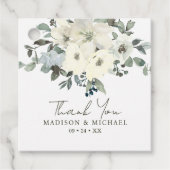 Ivoor Waterverf Floral Sage Green Wedding Bedankjes Labels (Voorkant)