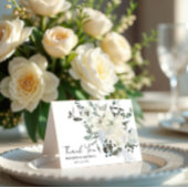 Ivoor Waterverf Floral Sage Green Wedding Bedankkaart