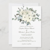 Ivoor Waterverf Floral Sage Green Wedding Kaart (Voorkant)