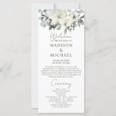 Ivoor Waterverf Floral Sage Green Wedding Programm (Voorkant)