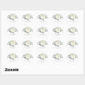 Ivoor Waterverf Floral Sage Green Wedding Ronde Sticker (Vel)