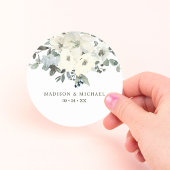 Ivoor Waterverf Floral Sage Green Wedding Ronde Sticker